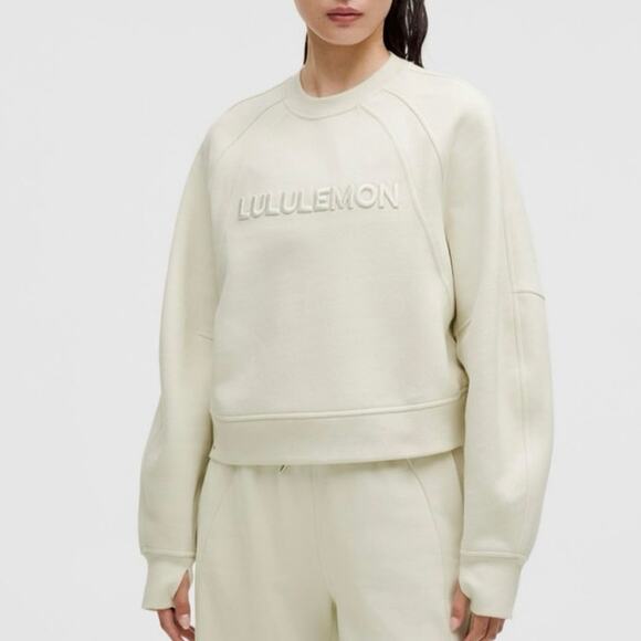 NEW Lululemon Scuba Oversized Pullover Wordmark in Bone XL/XXL - Picture 1 of 16